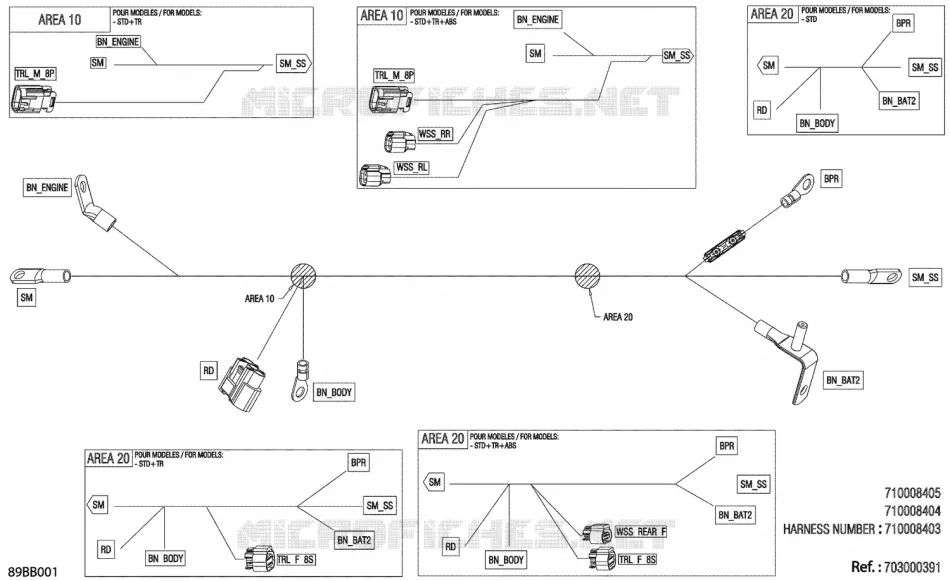 08- 0 - VOLTAGE REGULATOR WIRING HARNESS - 710008405