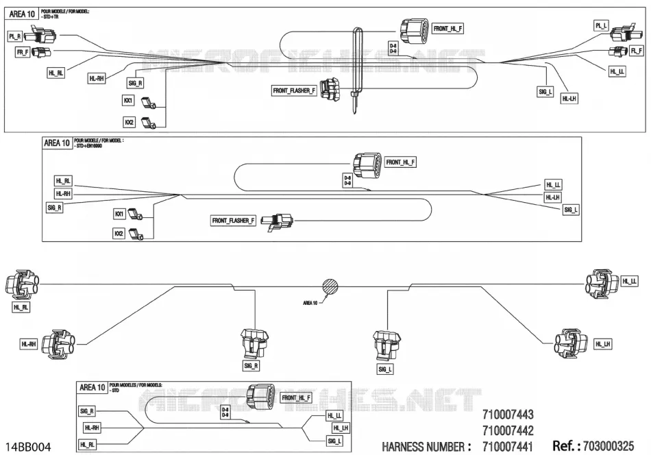 08- 0 - FRONT WIRING HARNESS - 710007443 - MODEL WITHOUT ABS
