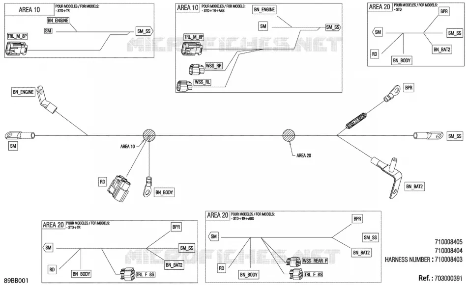 08- 0 - VOLTAGE REGULATOR WIRING HARNESS - 710008403 - MODEL WITHOUT ABS