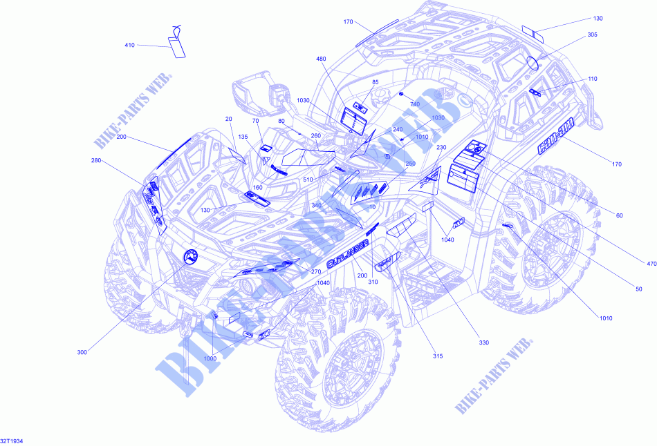 Decals Except XMR for Can-Am OUTLANDER 1000 T3 2019