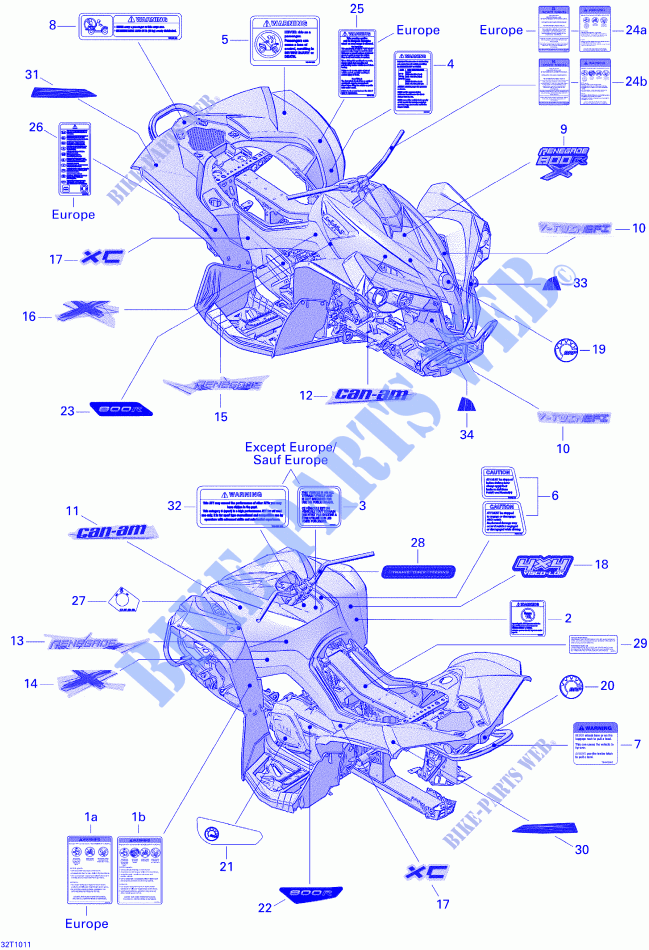 Decals for Can-Am RENGADE X XC 800R 2010