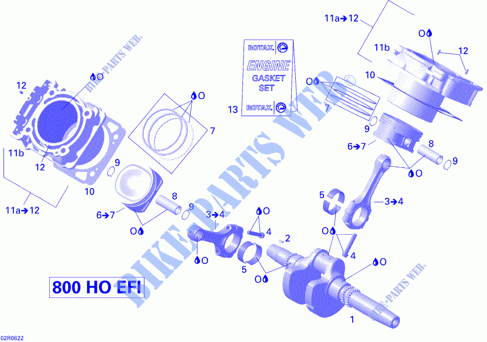 Crankshaft, Piston And Cylinder for Can-Am RENEGADE 800 X 2008