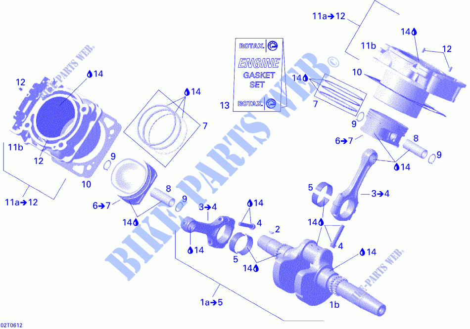 Crankshaft, Piston And Cylinder for Can-Am OUTLANDER XT 650 2006