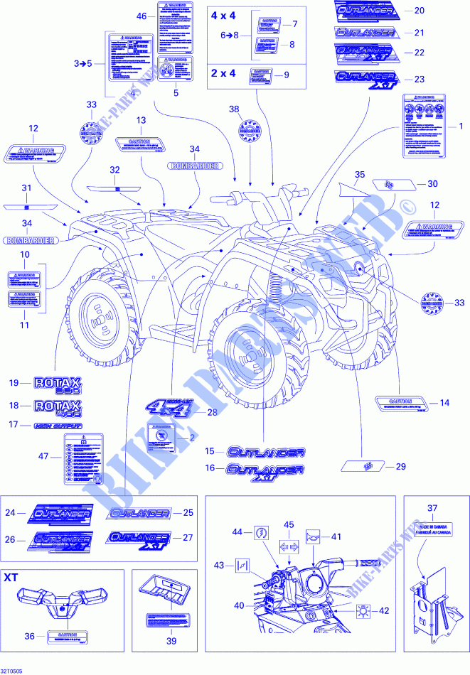Decals for Can-Am OUTLANDER 4X4 400 2005