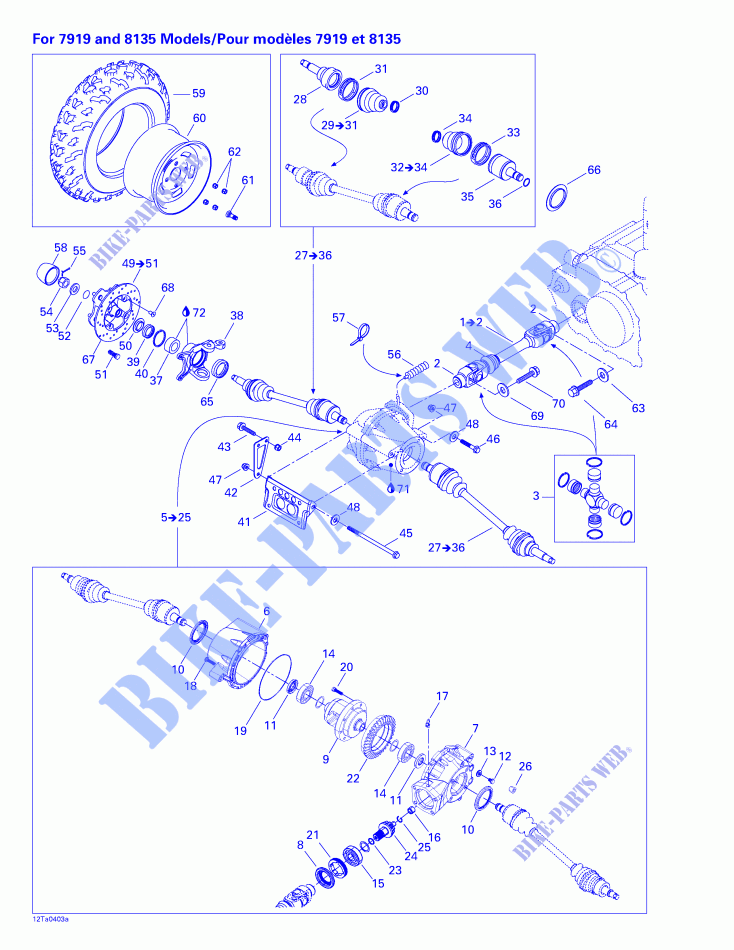Drive System, Front (for 7919 And 8135 Models) for Can-Am TRAXTER XL 2004