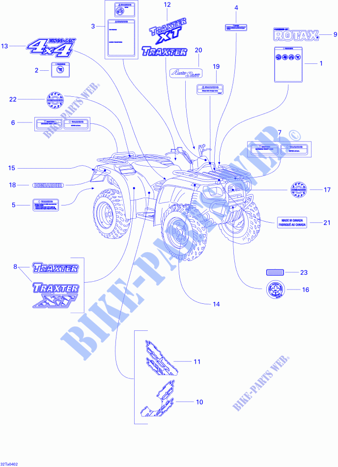 Decals for Can-Am TRAXTER AUTO 2004