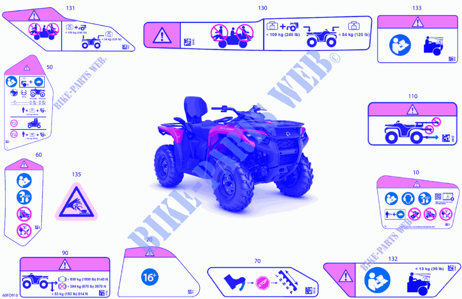 07  Body   Warning Decals for Can-Am Outlander Max DPS 700 4X4 2024