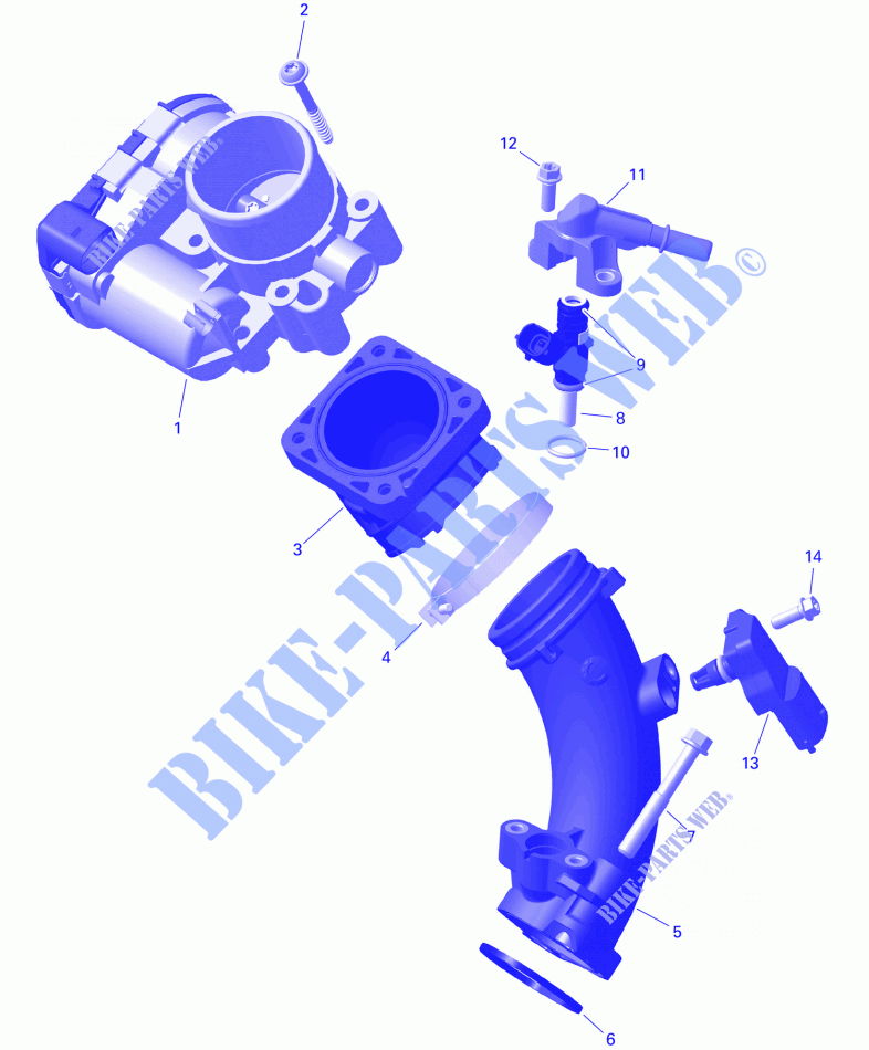 01  ROTAX   Air Intake Manifold And Throttle Body for Can-Am Outlander MAX 6X6 XU+ 450 EFI 2023