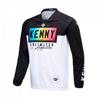 WHITE AND BLACK STRIPES PERFORMANCE JERSEY KENNY SIZE L-Can-Am